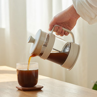 Cafetière à piston portable 350 ml 1000 ml en verre résistant à la chaleur pour camping, avec filtre en acier inoxydable 304, écologique et sans BPA