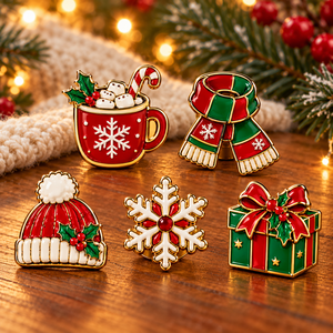Badges métalliques personnalisés avec logo, épingles à revers en émail souple ou dur, design 3D, épingles en émail de Noël en cuivre antique - Product Image 4