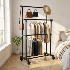 Un porte-manteau à trois niveaux est installé. Rail à vêtements en acier au carbone. Tube de 2,8 <span class=keywords><strong>cm</strong></span> d'épaisseur. Convient pour la chambre à coucher et le balcon. - Product Image 2