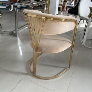 Hot Brown Velvet Modern Luxury Gold Fauteuil en acier inoxydable Chaises de salle à manger est une chaise de salle à manger <span class=keywords><strong>Narra</strong></span> Chaises de salle à manger Velur - Product Image 1