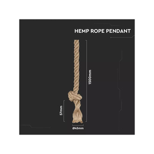 Lampada a Sospensione Vintage Stile Nautico con Cavo in Corda, Attacco E27, Lunghezza Cavo 1,5 M, Stile Industriale, Luce Bianca Calda 3000K, SKU-3754 - Product Image 4