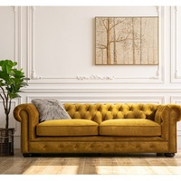 Dunkelgrünes amerikanisches Retro-Dreisitzer-Sofa garnitur im europäischen Landhausstil für kleine Wohnzimmer oder Gast familien