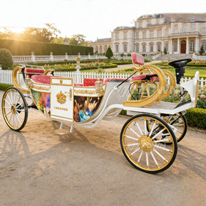 Calèche royale dorée pour mariage, calèche royale électrique sans toit à vendre, calèches de mariage. - Product Image 5