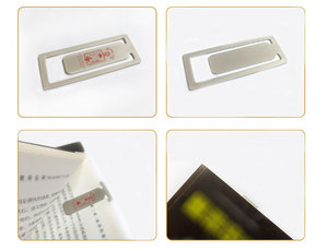 Marque-page minimaliste en métal argenté avec logo personnalisé, clip léger pour lecteurs passionnés, fournitures pratiques pour la rentrée scolaire - Product Image 2