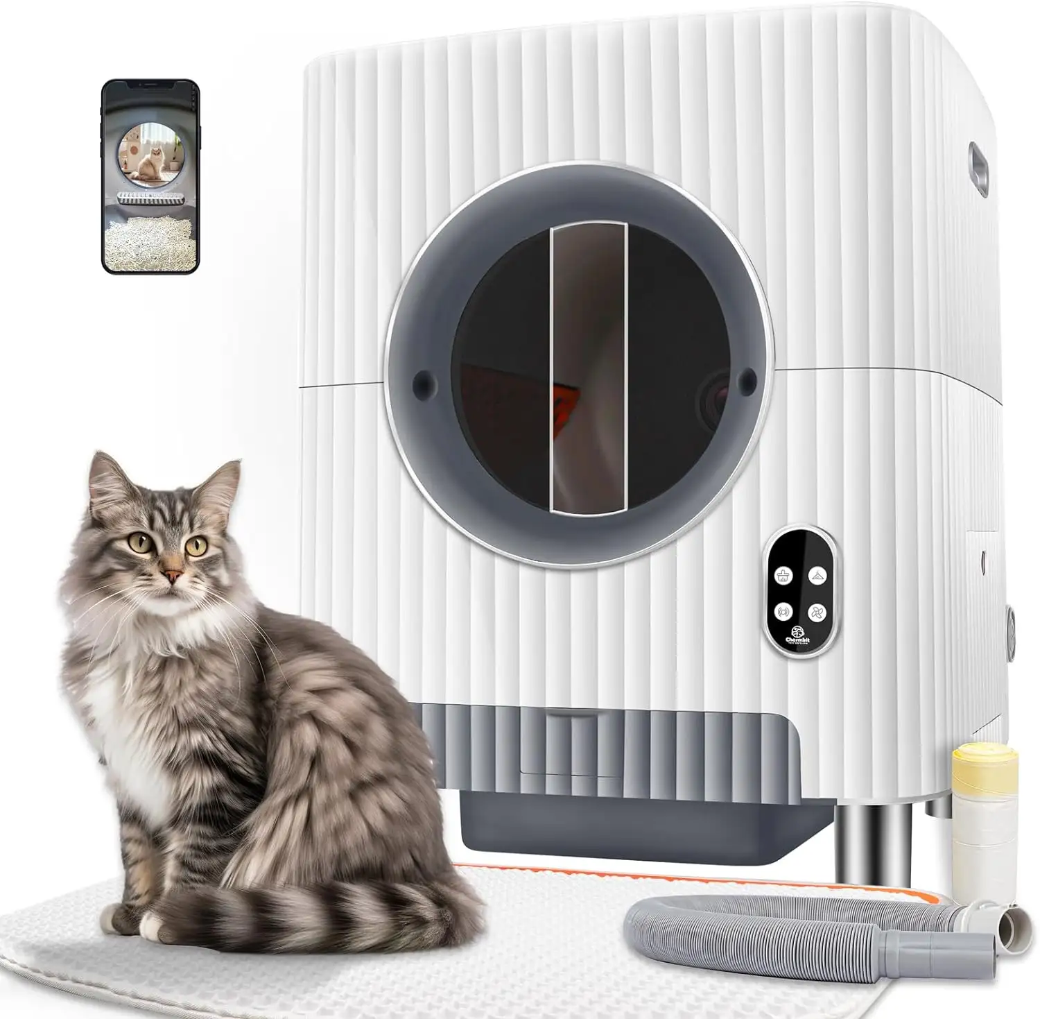 OEM Personalizado LOGOTIPO Gato Automático Toilet Smart APP Controle Vídeo Auto Limpeza Cat Litter Box Para 3.3-22lbs Gatos