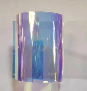 Clear rainbow holography TPU film with PET backing roll for handbag raincoat