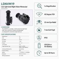 LinduNV PVS 14 Monokuler Penglihatan Malam dengan Penerang IR dan Kontrol Gain Manual untuk Observasi