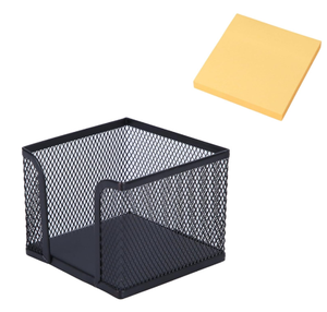 Mesh Memo Holder Black Metal Mesh Sticky Note Dispenser Cube Memo Pad Holder Desk <b>Organizer</b> for Office Home School - Product Image 1