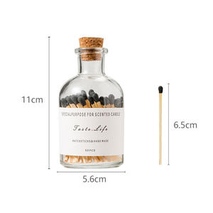 โรงงานเทียนไม้ความปลอดภัยยาวแก้วตรงกับขวดไม้<span class=keywords><strong>ไม้ขีดไฟ</strong></span>สีดำในขวด - Product Image 5