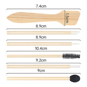 Ensemble de 6 pinceaux de maquillage en bambou, spatule cosmétique réutilisable, cuillère pour sourcils, lèvres, fard à paupières - Product Image 6