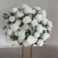 F-FC020 Grande boule de fleurs décorative blanche et verte, boule de fleurs artificielle en soie, centre de table pour arrangements de mariage