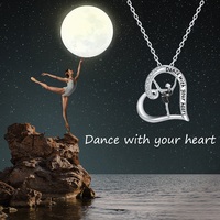 Collier de ballerine en argent sterling 925-Collier de danseuse de ballet Bijoux Cadeaux pour femmes filles