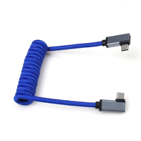 Câble USB-C Type-C coudé mâle en métal USB3.1 3A à charge rapide, tressé en nylon, conducteur en cuivre pur, rotation à 180° pour écouteurs