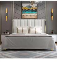 Nordisches Designer-Luxusbett-Set in King- und Queen-Size, Multifunktionales Gepolstertes Holz-Schlafzimmermöbel für Jungen und Mädchen