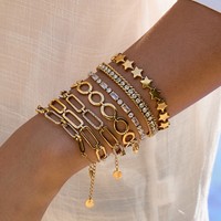 Bracelet CELES élégant de haute qualité, minimaliste, en acier inoxydable, chaîne à fermoirs, chaîne tennis, bracelet en zircone cubique pour femmes