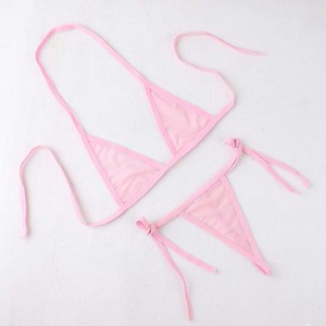 Nouvel ensemble de lingerie classique transfrontalier trois pièces avec bretelles en résille, soutien-gorge et culotte sexy à nouer. - Product Image 4