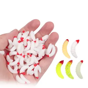 LUSHAZER, 100 Uds., 30mm, larvas perfumadas, Señuelos de Pesca de plástico, gusano suave, cebo de gusano brillante <span class=keywords><strong>para</strong></span> salmón, pesca de Río - Product Image 3