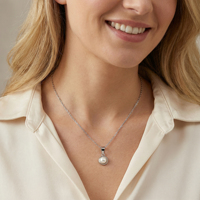 Bijoux de toutes sortes, fabrication en gros, collier en argent sterling 925 plaqué rhodium avec chaîne à maillons en perles d'eau douce pour femmes, cadeau