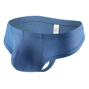 Calzoncillos transpirables de algodón para hombre al por mayor de alta calidad, ropa interior de malla Sexy, Bikinis de algodón acanalado de cintura baja de seda helada para hombre - Product Image 1