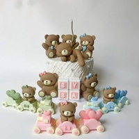 Décorations de Gâteau Mini Ours Rose Bleu pour Baby Shower Fête d'Anniversaire Garçon Fille