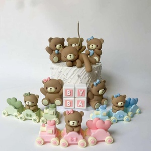 Decorazioni per <span class=keywords><strong>torta</strong></span> Mini <span class=keywords><strong>orsetto</strong></span> blu rosa Toppers per Baby Girl Baby Shower festa di compleanno decorazioni - Product Image 4