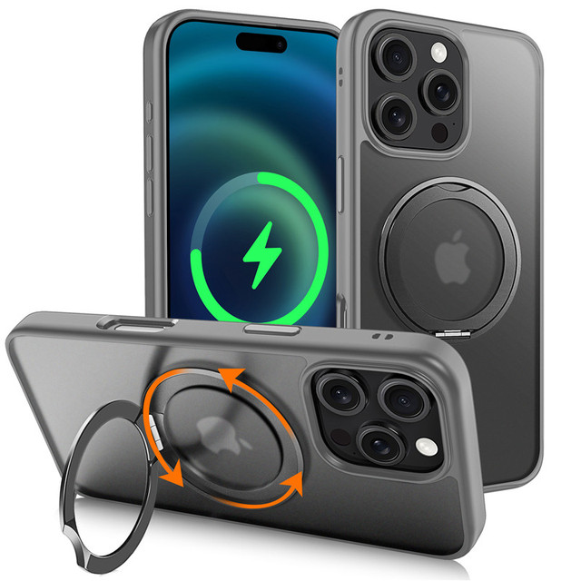 For iPhone 16 Plus Shockproof Case with Multi Angle Magnetic Kickstand Matte Protective Case for iPhone 16 Pro Max Phone Cover