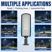 Lampadaire LED extérieur en aluminium moulé sous pression IP66, 180 lm/W, 50-200 W, avec capteur pour parking et cour