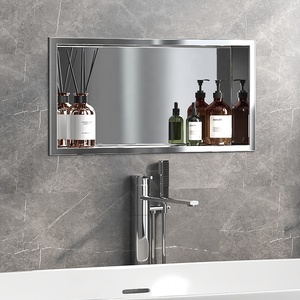 Étagères murales de <span class=keywords><strong>douche</strong></span> encastrées en acier inoxydable, 2 pièces, organisateur de salle de bain, caddie de rangement d'accessoires dans la maison - Product Image 1