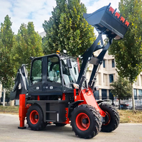Backhoe Loader Multiguna Euro 5 CE EPA Penggerak 4 Roda Mesin Teknik Backhoe Loader Kompak Beroda