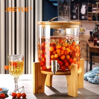 Cylindre en verre borosilicate de qualité alimentaire 7,5 L Transparent Robinet Distributeur d'eau et de thé auto-service Seau rafraîchissant d'été pour fêtes et hôtels à nervures épaisses