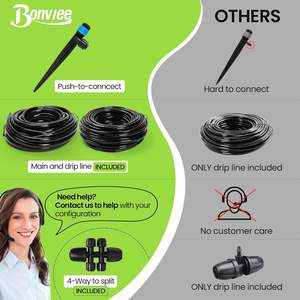 Kit d'irrigation goutte à goutte Bonviee, tuyau de 1/2 pouce, installation facile, système d'arrosage de jardin pour plantes en pot et fleurs - Product Image 1