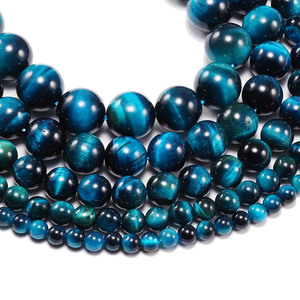 Cuentas redondas de ojo de tigre azul natural, cuentas sueltas de piedra para hacer joyas, pulseras, collares, accesorios de bricolaje - Product Image 4
