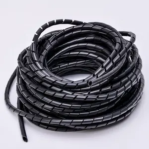 Fundas de Cable de protección de seguridad, banda de envoltura en espiral para envoltura de alambre, arreglo de línea Natural o negro