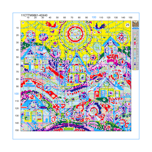 Bộ tranh thêu chữ thập Cartoon Town 40x40CM/15.74 inch, tự làm, 11CT/14CT, thêu đầy đủ, hàng mới về, tranh treo - Product Image 2