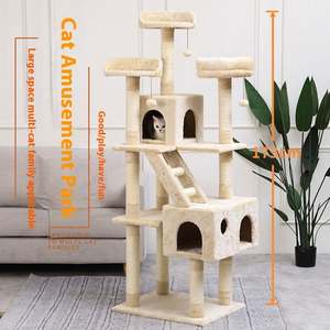 Extra Large Cat <b>Tower</b> with Scratcher Toys <b>Play</b> Hide Climb Activity Furnish Made of Plush Paper Particle Board for Kitty Condo - Product Image 3