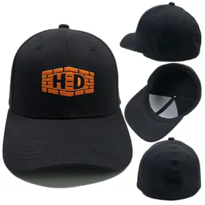 OEM premium populer penjualan laris katun uniseks gorras hitam pas melar topi olahraga kustom logo bordir topi bisbol dipasang