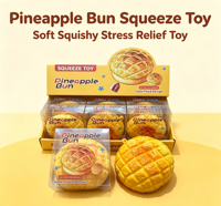 Jouet Squishy Réaliste en Forme de Pain Ananas, Simulation de Pain de Boulangerie, Jouet Sensoriel Anti-Stress à Rebond Lent et Doux