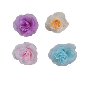 Roses artificielles à branche unique en tissu PU réaliste pour décoration de mariage – Rose, violet, jaune clair - Product Image 5