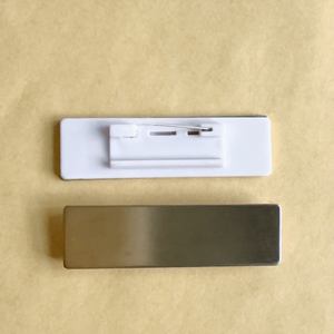 Plaque d'identification vierge pour <span class=keywords><strong>employé</strong></span>, avec panneau miroir brossé, style épingle et magnétique - Product Image 5