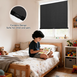 Stores enrouleurs sans fil coupe-vent de style naturel pour intérieur, avec cassette, système de levage manuel à ressort, taille personnalisée - Product Image 3