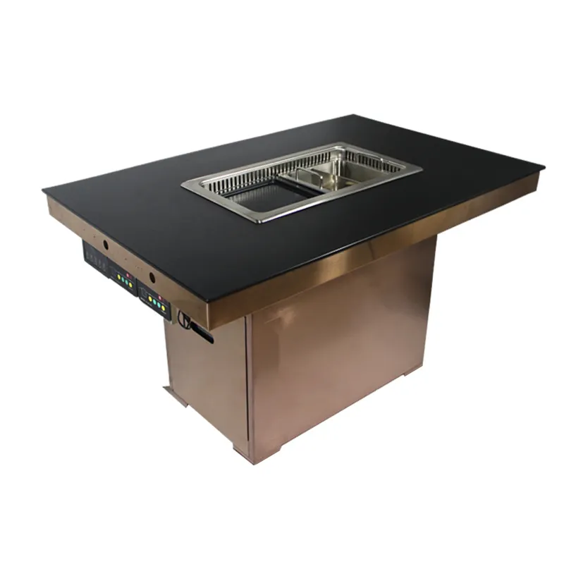 Hot selling restaurant South Korea Bbq Grill table smokeless hotpot table