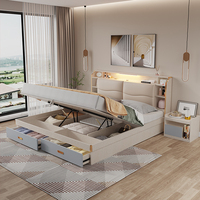 Lit Moderne pour Chambre à Coucher avec Rangement – Cadre de Lit Queen/King Size en Bois Multifonctionnel Style Tatami
