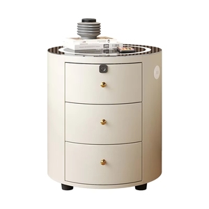 Comodino Smart Moderno di Lusso VL con Ricarica Wireless, <span class=keywords><strong>Lampada</strong></span> LED, Serratura con Impronta Digitale, Altoparlante e Armadietto Multifunzionale Semplice - Product Image 1