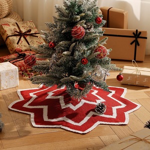 Vente en gros d'usine, jupe de sapin de Noël en tricot écologique, rouge et blanc, style rustique (24/36/48 pouces) - Product Image 3