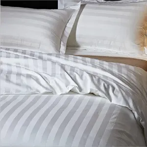 酒店面料100% 棉400棉缎条纹面料酒店床垫退出床单面料