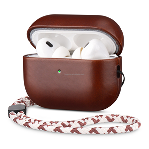 Étui en cuir de vachette véritable ciré pour <span class=keywords><strong>AirPods</strong></span> <span class=keywords><strong>Pro</strong></span> 3, protection d'écouteurs de luxe faite à la main - Product Image 1
