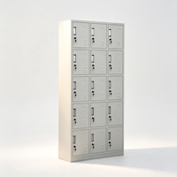 Armoire de rangement thermolaquée à 15 portes en acier, casier métallique pour dossiers, idéal pour bureau, école, salle de sport, vestiaire, personnel, vêtements de travail, mobilier