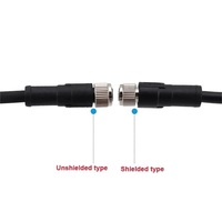 Konektor Tahan Air M8 3/4/5/6/8 Pin Male Female Circular Plug Kabel Overmolded PUR Terlindungi/Tidak Terlindungi 1/2/5 Meter