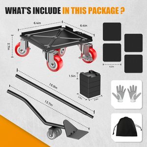 Carro para muebles de alta resistencia de 2000 libras, acero al carbono con ruedas de 360 °, deslizadores antideslizantes y elevador para muebles, sofá, <span class=keywords><strong>piano</strong></span> - Product Image 3