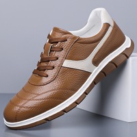 Chaussures décontractées en cuir pour hommes, multicolores, prêtes à être expédiées, à lacets, semelle plate, antidérapantes, respirantes, pour le quotidien, le bureau